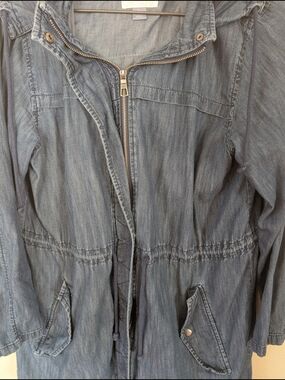 Old Navy Light Blue Denim Hooded Anorak Jacket L